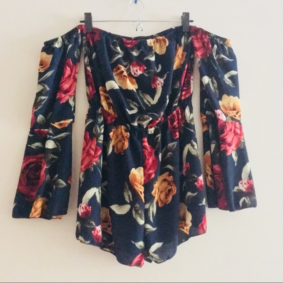 Dresses & Skirts - Floral Off Shoulder Romper Boutique